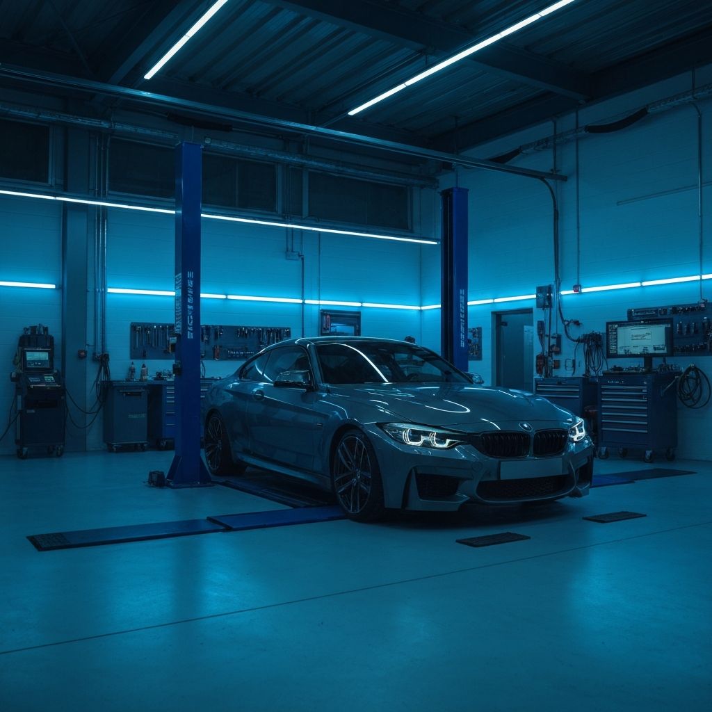 Premium Sportwagen in moderner Werkstatt